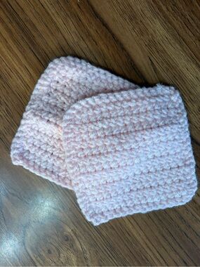 Handmade Crocheted Coaster Pair - Soft Light Pink